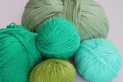 Thread crochet wool green background Stock Photos