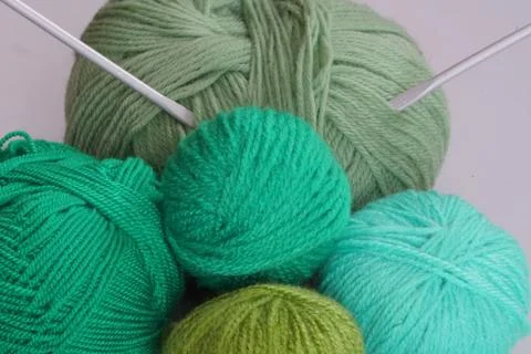 Thread crochet wool green background Stock Photos