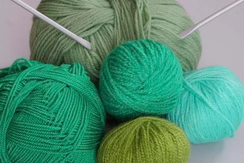 Thread crochet wool green background Stock Photos