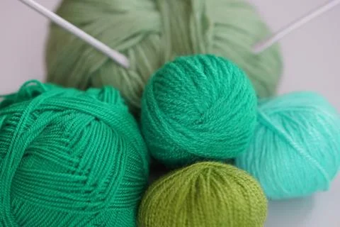 Thread crochet wool green background Stock Photos