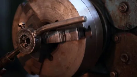 Thread cutting on pipe - close up Stock Footage 70208133