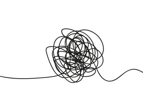 A thread drawn from the hand. Hand drawn object from the beginning and the end Stock Illustration