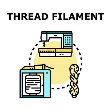 Thread filament production and sewing process concept 库存插图