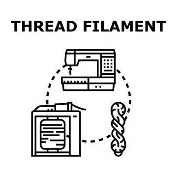 Thread filament production and sewing process concept Stock Illustration