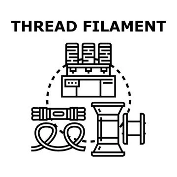Thread filament production manufacturing process spinning Stock Illustration