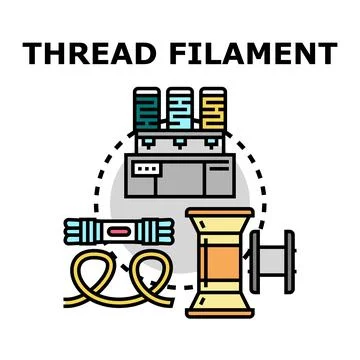 Thread filament production manufacturing process spinning Stock Illustration