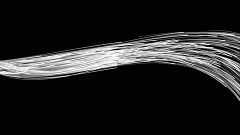 Thread of Fine Lines Flowing Fibre Optic Spray Mask Video stock 153946509