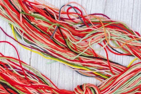 Thread floss in a frame with a knot for cross stitching Foto stock