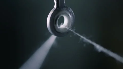 Thread guide on a loom. Close up Stock Footage 265560642