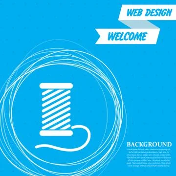 Thread Icon on a blue background with abstract circles around and place for y Stock Illustration