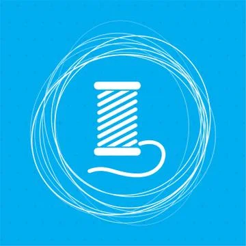 Thread Icon on a blue background with abstract circles around and place for y Stock Illustration