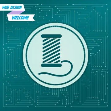 Thread Icon on a green background, with arrows in different directions. It ap Stock Illustration