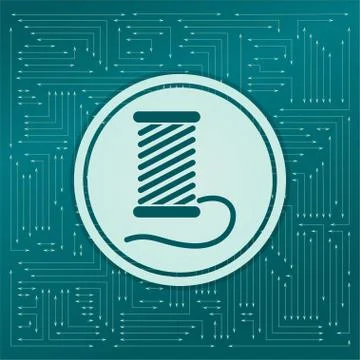 Thread Icon on a green background, with arrows in different directions. It ap Stock Illustration