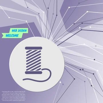 Thread Icon on purple abstract modern background. The lines in all directions Stock Illustration