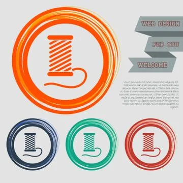 Thread Icon on the red, blue, green, orange buttons for your website and desi Stock Illustration