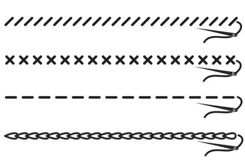 Thread with needle border for your design on white, stock vector illustratio Stock Illustration