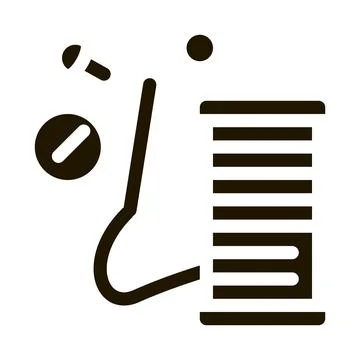 Thread needle button icon Vector Glyph Illustration Stock Illustration