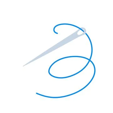 Thread with needle. Sewing and knitting. Hobbies and needlework. Stock Illustration