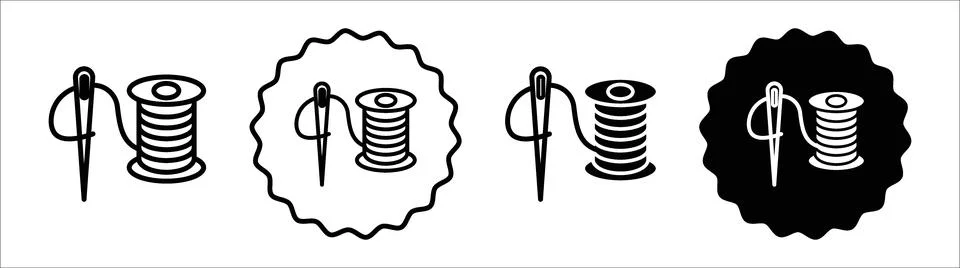Thread needle vector icon set collection. Thread needle Outline flat Icon. Stock Illustration