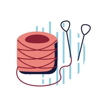 Thread with needles flat style icon vector design Illustrazione stock