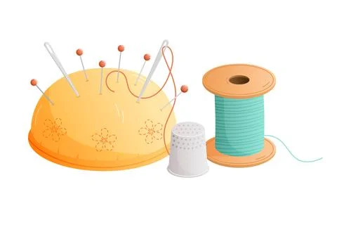 Thread with pincushion. Vector illustration 스톡 일러스트