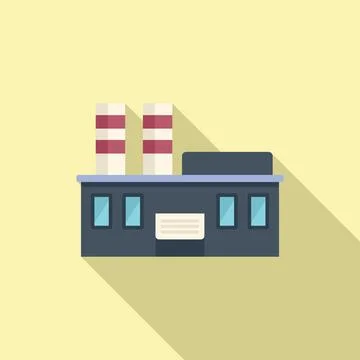 Thread production factory icon flat vector. Sewing machine Illustrazione stock