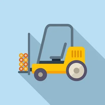 Thread production forklift icon flat vector. Cotton factory 스톡 일러스트