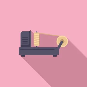 Thread production machine icon flat vector. Cotton factory 스톡 일러스트