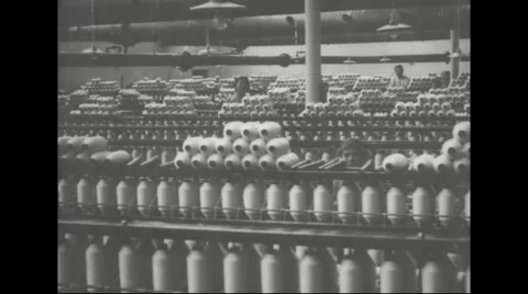 Thread reels in factory Stock Footage 43323845