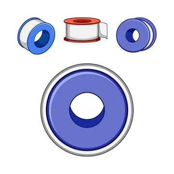 Thread seal tape rolls for plumbing and sealing Stock Illustration