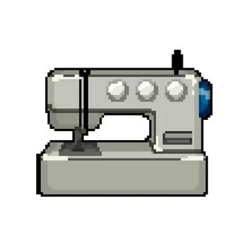 Thread sew machine pixel art vector illustration Stock Illustration