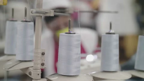 Thread on Sewing Machine in Textile Factory, Bangladesh Stock Footage 142033952