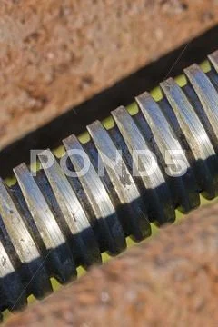 Thread shaft of rusty pipeline valve Stock Photos
