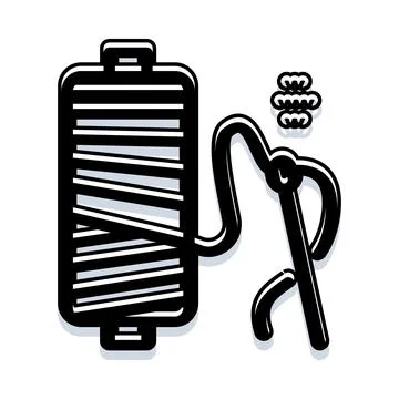 Thread spool and needle for sewing craft Stock Illustration