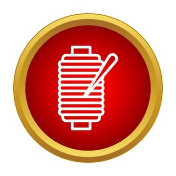 Thread spool and needle for sewing craft icon Stock Illustration