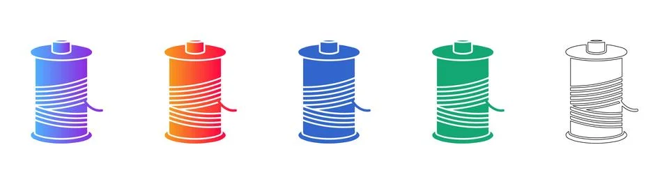 Thread Spool and Textile Industry Icon Set Stock Illustration