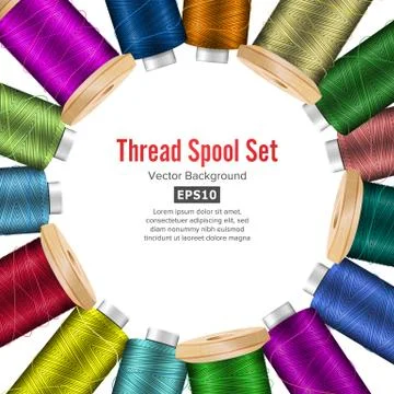 Thread Spool Banner Circle Border. Place For Text. Stock Vector Illustration Of Stock Illustration