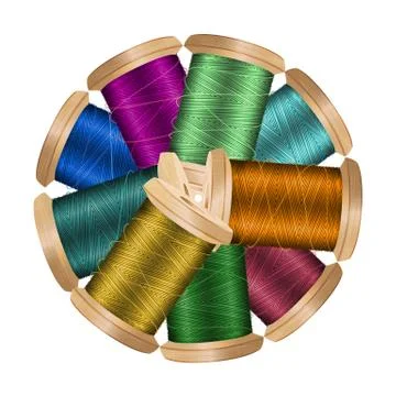 Thread Spool Banner Circle Border. Place For Text. Stock Vector Illustration Of 스톡 일러스트