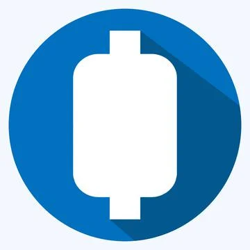 Thread Spool I Icon in trendy long shadow style isolated on soft blue backgro Stock Illustration