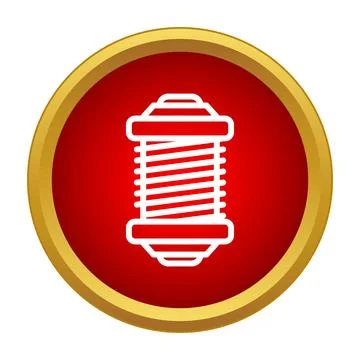 Thread spool icon in red and gold circle Stock Illustration