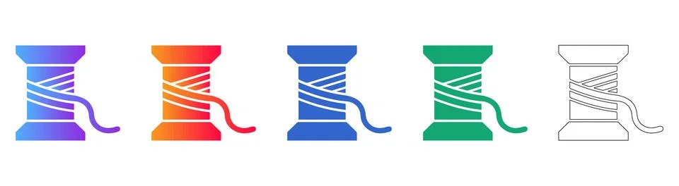 Thread Spool Icons for Sewing Projects Stock Illustration