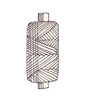 Thread spool, line art, black and white graphics Stock Illustration