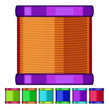Thread spool with red string and blue reels Ilustración de archivo