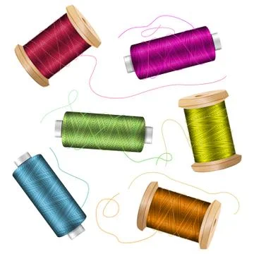 Thread Spool Set Background. For Needlework And Needlecraft. Stock Vector Stock Illustration