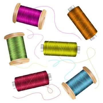 Thread Spool Set Background. For Needlework And Needlecraft. Stock Vector イラスト素材