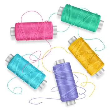 Thread Spool Set Background. Vector イラスト素材