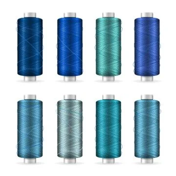 Thread Spool Set. Bright Plastic Bobbin. Isolated On White Background For Stock Illustration