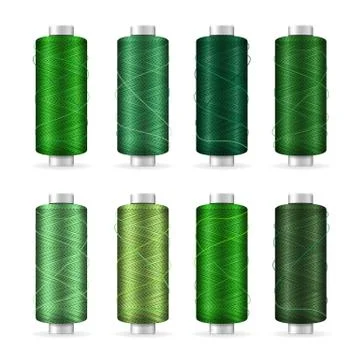Thread Spool Set. Bright Plastic Bobbin. Isolated On White Background For Stock Illustration