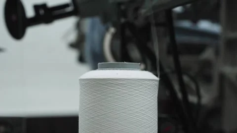 Thread Spool- Threaded Focus,  Close-Up of a Spool of Thread Stock Footage 287644973