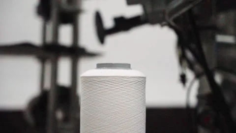 Thread Spool- Threaded Focus,  Close-Up of a Spool of Thread Stock Footage 287645004